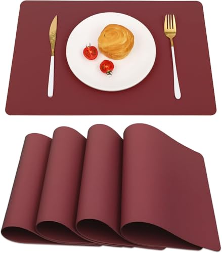 4er-Set blaue Tischsets, wasserdicht, abwischbar, Leder-Tischsets, rutschfest, hitzebeständig, für den Innenbereich, leicht zu reinigende Weihnachtsdekorationen 4er-Set blaue Tischsets, wasserdicht, abwischbar, Leder-Tischsets, rutschfest, hitzebeständig, für den Innenbereich, leicht zu reinigende Weihnachtsdekorationen von KaloKLU