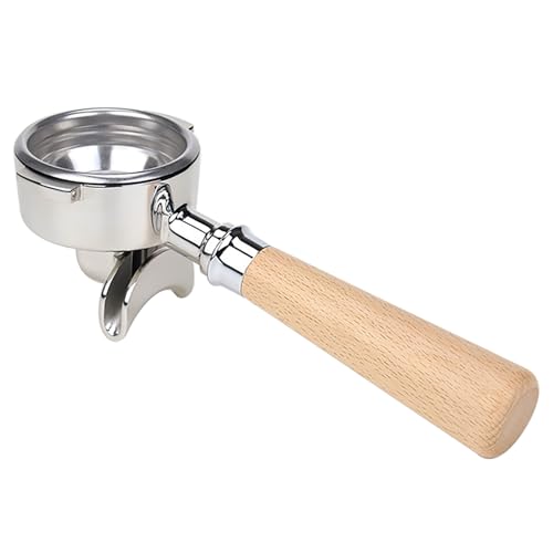 KaloKLU Siebträger 58 mm Doppelauslauf Bodenloser für E61 Filterkorb mit Holzgriff, langlebige Ohren, Düse, Barista-Serie und Kaffee-Espressomaschine KaloKLU Siebträger 58 mm Doppelauslauf Bodenloser für E61 Filterkorb mit Holzgriff, langlebige Ohren, Düse, Barista-Serie und Kaffee-Espressomaschine von KaloKLU