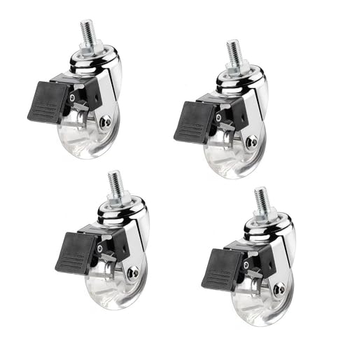 M8/M10 Gewinde Lenkrollen Transparent Möbelrollen 35/50mm, Kleine Polyurethan Räder, Warenkorbrollen Mit Bremse Für Couchtisch, Beistelltisch 4 Stück M8/M10 Gewinde Lenkrollen Transparent Möbelrollen 35/50mm, Kleine Polyurethan Räder, Warenkorbrollen Mit Bremse Für Couchtisch, Beistelltisch 4 Stück von KaloKLU