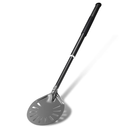 Pizzaschieber 15,2 cm, rund, Aluminium, perforiert mit Metallgriff hausgemachte Pizzaofen, Zubehör von KaloKLU