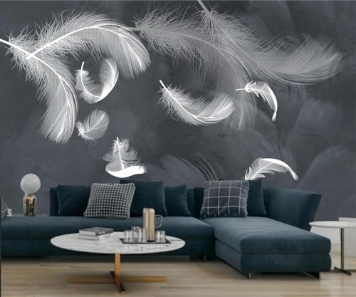Panorama-Tapete Schwarz und Weiß 3D Seide, 356 X 250 cm Federn handbemalt - Große Wandposter für Wohnzimmer, Erwachsene, Kinderzimmer, Studie Dekoration Panorama-Tapete Schwarz und Weiß 3D Seide, 356 X 250 cm Federn handbemalt - Große Wandposter für Wohnzimmer, Erwachsene, Kinderzimmer, Studie Dekoration von Kalodity