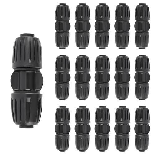 Kalolary 15 Stück 1/2-Zoll Tropfbewässerungs-Adapter – Rast-Steckverbinder für 16 mm Bewässerungsschlauch, Tropfschlauch-Verbinder für Garten-, Rasen- und Sprinklersysteme von Kalolary