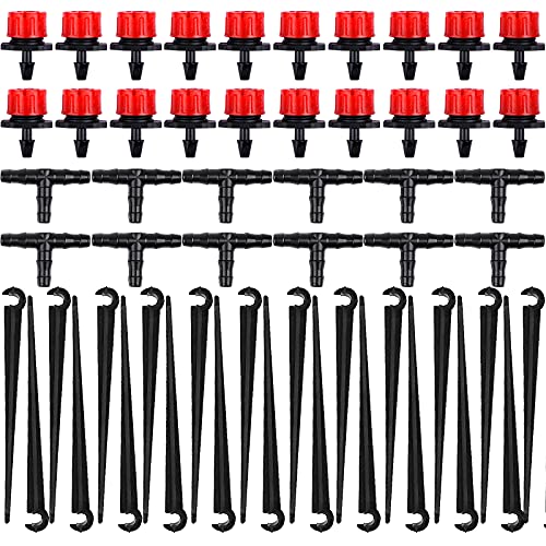 Kalolary 150PCS Bewässerungssystem Set, Einstellbares Bewässerung Tropfer Barbed Tee Tube Automatisches Mikro Tropf Bewässerungsset für Pflanzen Garten Gewächshaus Blumen von Kalolary