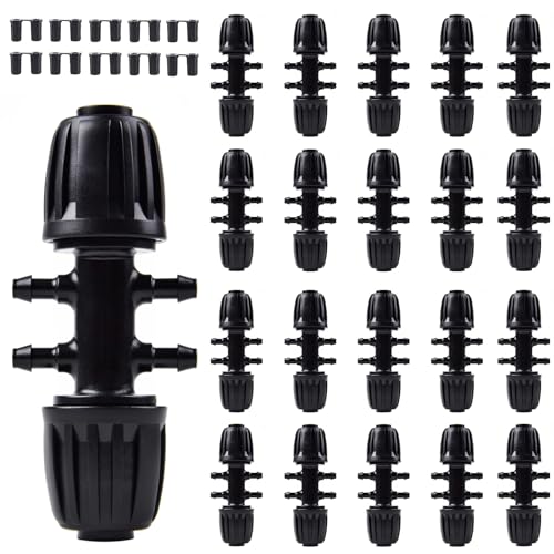 Kalolary 20PCS Gartenbewässerung Barbed Tee Anschluss, Garten Schlauch Verbinder 1/2 Zoll bis 1/4 Zoll Barbed Doppel Way Bewässerung Connector Gartenbewässerung Wasser Divider, Schwarz Kalolary 20PCS Gartenbewässerung Barbed Tee Anschluss, Garten Schlauch Verbinder 1/2 Zoll bis 1/4 Zoll Barbed Doppel Way Bewässerung Connector Gartenbewässerung Wasser Divider, Schwarz von Kalolary