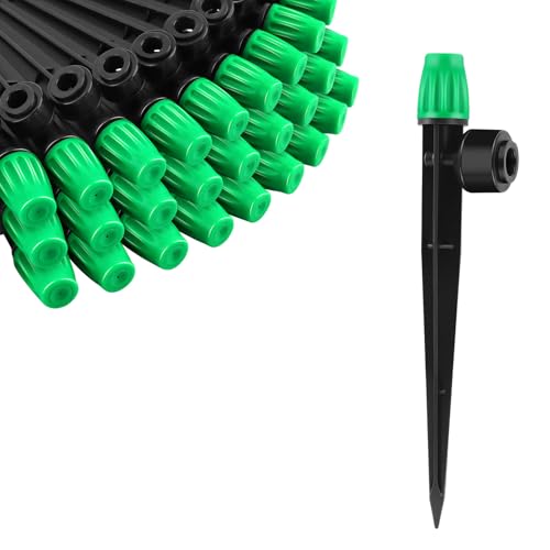 Kalolary 30PCS Drip Irrigation Emitters - Quick Connect Adjustable 360° Misting Drippers, Bewässerungssystem Zubehör Fit für 1/4 Zoll Bewässerungsschläuche Dripper Sprinkler für Gartenhaus (Grün) von Kalolary