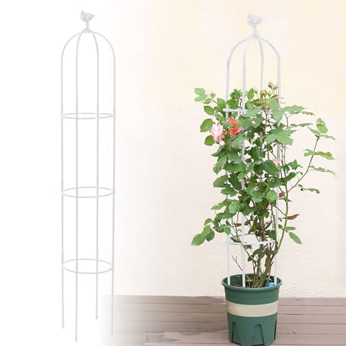 6 Fuß hohes Gartenspalier für Kletterpflanzen Kalolary Garden Tower Obelisk Rankgitter Rostfreies Metall Topfpflanzen Kletterhilfe für Indoor Outdoor Blumen Gemüse Obst Reben Support (Weiß) von Kalolary