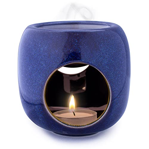 Kaloogo Sabai Scent Pure Duftlampe Keramik für ätherische Öle – minimalistisches Duftlicht – perfekte Wärmeabgabe – hochwertige Duftlampe Teelicht – für Duftwachs und Duftöl – Aromalampe (ozeanblau) von Kaloogo