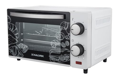 Kalorik Backofen 9L TKG OT 2021 WH LD I Minibackofen mit Thermostat, Kontrollleuchte, Dauerlauf | Backblech, Grillrost und Griff I 60 Minuten-Timer I Weiss, 650W von Kalorik