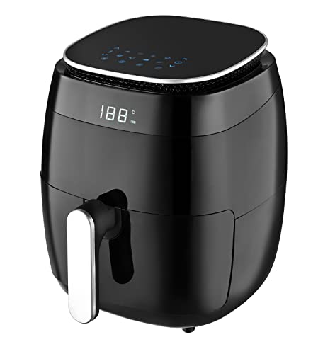 Kalorik TKG FTL 1008 digitale Heißluftfritteuse mit 4,5l Fassungsvermögen, zum schonenden Frittieren, Soft-Touch-Bedienung, 8 Automatikprogramme, 30-Minuten-Timer, 1500 Watt, Schwarz von Kalorik