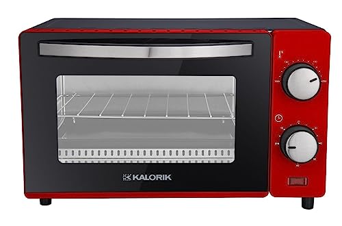 Kalorik Backofen 19L TKG OT 2011 RD I Minibackofen mit Thermostat, Kontrollleuchte, Grillfunktion | Backblech, Grillrost und Griff I 60 Minuten-Timer I Rot, 1280W von Kalorik