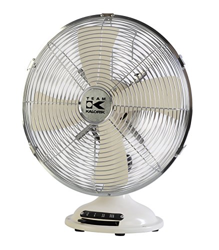 Team Kalorik Retro-Metalltischventilator, Oszillierend, 3 Geschwindigkeitsstufen, Ø 30 cm, 35 W, Creme-Weiß, TKG VT 1021 von Kalorik