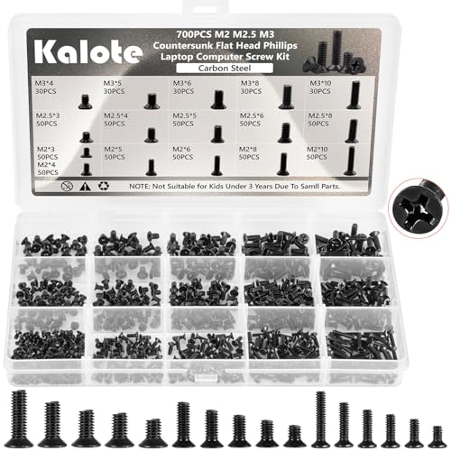 700 Stk Laptop Schrauben, PC Schrauben Set, Computer Schrauben Sortierten Set, M2 M2.5 M3 Phillips Rundkopfschrauben Schwarz Universal Computerschrauben für Reparatur Festplatte 700 Stk Laptop Schrauben, PC Schrauben Set, Computer Schrauben Sortierten Set, M2 M2.5 M3 Phillips Rundkopfschrauben Schwarz Universal Computerschrauben für Reparatur Festplatte von Kalote