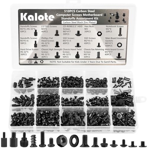 PC Schrauben Set,510Stk SSD Schraubenset, PC Motherboard Computerschrauben Abstandshalter Kit, Schrauben #6-32 Stecker auf M3-Buchse für Festplattenlüfter, Gehäuse, SSD, CD-ROM, Computer PC Schrauben Set,510Stk SSD Schraubenset, PC Motherboard Computerschrauben Abstandshalter Kit, Schrauben #6-32 Stecker auf M3-Buchse für Festplattenlüfter, Gehäuse, SSD, CD-ROM, Computer von Kalote
