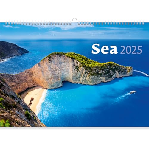 2025 Meereslandschaftskalender - 12 atemberaubende Meeres- und Küstenbilder - Groß(45 x 31,5 cm)- Spiralbindung - FSC-zertifiziertes umweltfreundliches Papier - Perfekt für Zuhause oder Bürodekoration von Kalpa