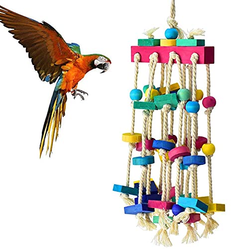 Mehrfarbige Blöcke Vogelspielzeug für Papageien, Vögel, Spielen - Holz Papagei Spielzeug, Vogelkäfigspielzeug von Kalsey