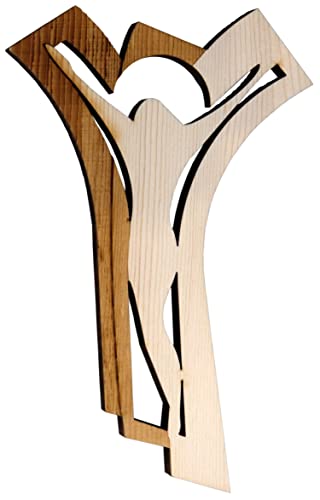 Kaltner Präsente Geschenkidee - 18 cm Wandkreuz Echtes Holz Kreuz Kruzifix modern für die Wand Höhe gefertigt im Grödner Tal Südtirol von Kaltner Präsente