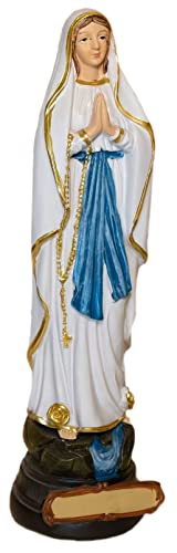 Kaltner Präsente Geschenkidee: Skulptur Mutter Gottes 20 cm Madonna Maria Notre Dame de Lourdes - Handgemalte Marienfigur auf Sockel - Hochwertiger Kunstguss aus Resin – Dekoration von Kaltner Präsente