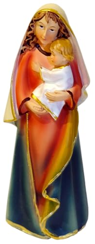 Kaltner Präsente Geschenkidee: Skulptur Mutter Gottes mit Jesukind 12 cm Madonna Maria mit Jesus Kind - Handgemalte Marienfigur auf Sockel - Hochwertiger Kunstguss aus Resin – Dekoration von Kaltner Präsente