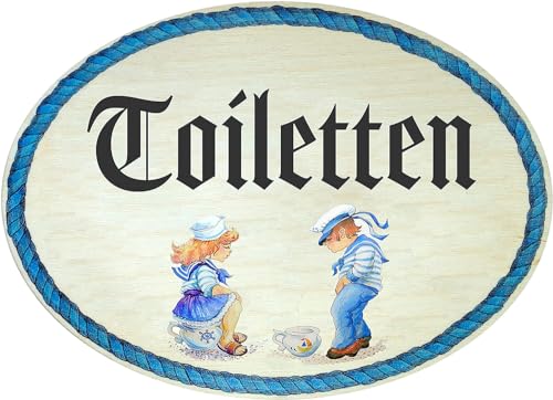 Kaltner Präsente Geschenkidee - Geschenkartikel Deko Türschild im Antik Design Dekoartikel WC Toiletten (18 x 13 cm) von Kaltner Präsente