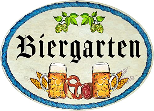 Kaltner Präsente Geschenkidee - Holz Geschenkartikel Deko Türschild im Antik Design Dekoartikel Biergarten (18 x 13 cm) von Kaltner Präsente