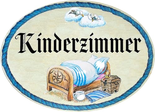 Kaltner Präsente Geschenkidee - Holz Geschenkartikel Deko Türschild im Antik Design Dekoartikel KINDERZIMMER (18 x 13 cm) von Kaltner Präsente