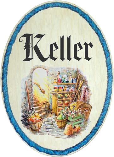 Kaltner Präsente Geschenkidee - Holz Geschenkartikel Deko Türschild im Antik Design Dekoartikel Motiv KELLER (18 x 13 cm) von Kaltner Präsente