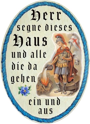 Kaltner Präsente Geschenkidee - Holz Geschenkartikel Deko Türschild im Antik Design Heiliger Florian Feuerwehr (18 x 13 cm) von Kaltner Präsente