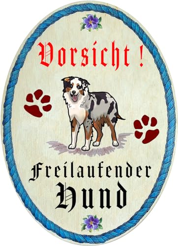 Kaltner Präsente Geschenkidee - Holz Geschenkartikel Deko Türschild im Antik Design Dekoartikel Motiv Vorsicht Hund (18 x 13 cm) von Kaltner Präsente