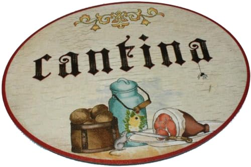 Kaltner Präsente Geschenkidee - Holz Geschenkartikel Deko Türschild im Antik Design Italien CANTINA (18 x 13 cm) von Kaltner Präsente