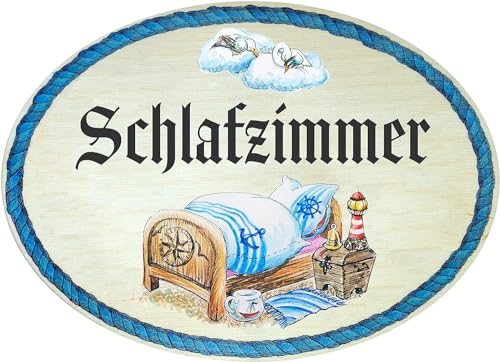Kaltner Präsente Geschenkidee - Holz Geschenkartikel Deko Türschild im Antik Design Dekoartikel Motiv SCHLAFZIMMER (18 x 13 cm) von Kaltner Präsente