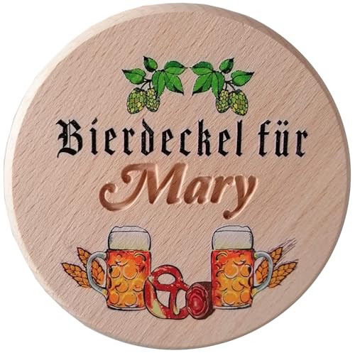 Kaltner Präsente Geschenkidee - Insektenschutz für Gläser und Getränke aus echtem Holz/personalisiert mit Wunschgravur Gravur Personalisierung Name/Bier Bierdeckel Biergläser Biergarten von Kaltner Präsente