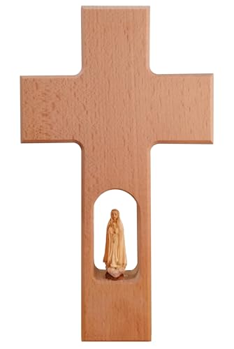 Kaltner Präsente Geschenkidee - Kreuz Wandkreuz Kruzifix aus Buche Holz 20 cm für die Wand mit Gottes Mutter Maria Madonna von Kaltner Präsente