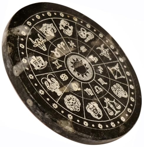 Kaltner Präsente Geschenkidee - Versteinerte Urzeit Fossilien mit Sternzeichen Gravur: Orthoceras Deko Scheibe/Lehrmaterialien Fossilien (Ø 10,5 cm) von Kaltner Präsente