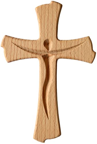Kaltner Präsente Geschenkidee - Wandkreuz Echt Buche Holz Kreuz Kruzifix für die Wand 20 cm modern von Kaltner Präsente