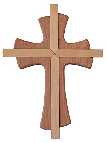 Kaltner Präsente Geschenkidee - Wandkreuz Echtes Holz Buche Kreuz Kruzifix für die Wand 25 cm modern von Kaltner Präsente