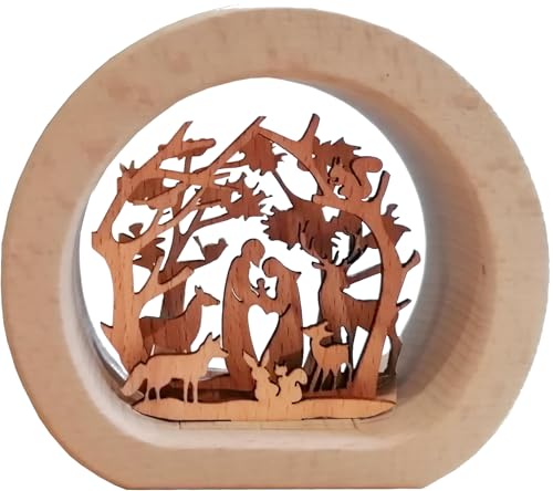 Kaltner Präsente Geschenkidee - Weihnachtskrippe Krippe aus Echt Holz mit Jesus, Maria und Kind von Kaltner Präsente