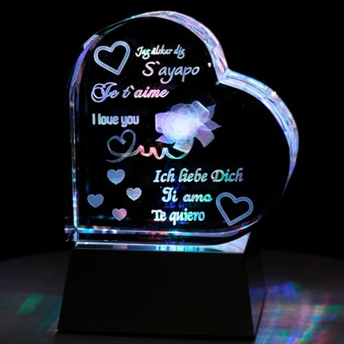 Kaltner Präsente Stimmungslicht Kristall Herz mit 3D Gravur/Ich Liebe Dich Geschenke für Frauen, Männer/Jahrestag Geschenk für Sie, Ihn/Gravur Herz/Nachtlicht Kaltner Präsente Stimmungslicht Kristall Herz mit 3D Gravur/Ich Liebe Dich Geschenke für Frauen, Männer/Jahrestag Geschenk für Sie, Ihn/Gravur Herz/Nachtlicht von Kaltner Präsente