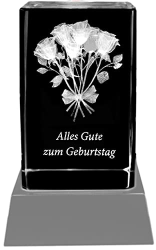 Kaltner Präsente Stimmungslicht - Das perfekte Geschenk: LED Kerze/Kristall Glasblock / 3D-Laser-Gravur/Alles Gute zum Geburtstag von Kaltner Präsente