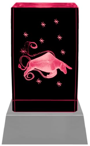 Kaltner Präsente Stimmungslicht - Das perfekte Geschenk: LED Kerze/Kristall Glasblock / 3D-Laser-Gravur Horoskop Sternzeichen Stier Horoskop von Kaltner Präsente