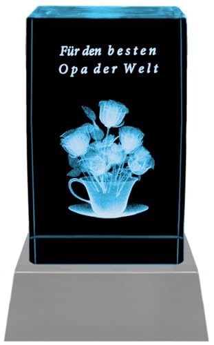 Kaltner Präsente LED Kerze/Kristall Glasblock / 3D-Laser-Gravur/Geschenk Ruhestand/Geschenk für Opa/Geburtstagsgeschenk für Opa von Kaltner Präsente