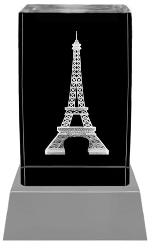 Kaltner Präsente Stimmungslicht - Ein ganz besonderes Geschenk: LED Kerze/Kristall Glasblock / 3D-Laser-Gravur FRANKREICH PARIS EIFFELTURM von Kaltner Präsente