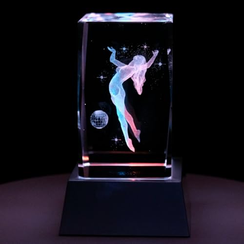 Kaltner Präsente Stimmungslicht – Ein ganz besonderes Geschenk: LED Kerze/Kristall Glasblock / 3D-Laser-Gravur/Horoskop Sternzeichen Jungfrau Astrologie von Kaltner Präsente
