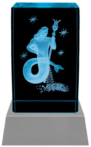 Kaltner Präsente Stimmungslicht – Ein ganz besonderes Geschenk: LED Kerze/Kristall Glasblock / 3D-Laser-Gravur Horoskop Sternzeichen Wassermann Astrologie von Kaltner Präsente