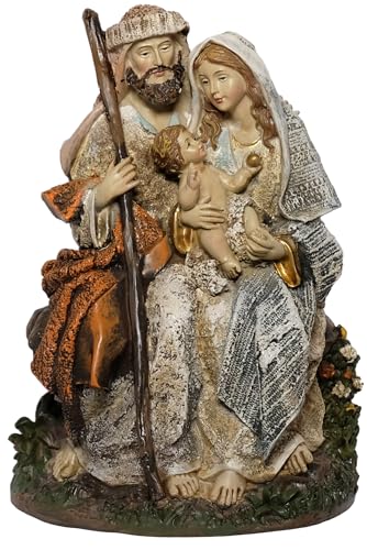 Kaltner Präsente Weihnachtsdekoration: Krippenblock Familienblock Heilige Familie Figur Maria Josef mit Jesus Kind Krippe, Handbemalte Weihnachtskrippe, Traditionelle Krippenfiguren (Höhe 18 cm) von Kaltner Präsente