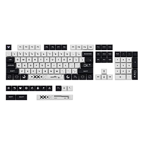 118 Tasten Schwarz & Weiß Drucken XDA Profil Tastenkappen PBT DYE-Sublimation Tastenkappe Für Mechanische Tastaturen Tastenkappen MX Schalter Xda Profil Pbt Tastenkappen von Kalttoy