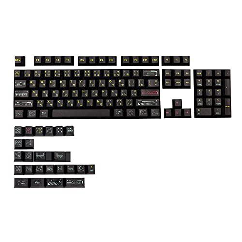 128 Tasten/Set Cherry Profile Keycap für mechanische Tastatur, PBT-Farbstoff, Subbed für Tastenkappen mit 1,75U 2U Shift 6,25U Spaceba 128 Tasten Tastenkappen-Set Cherry Profile von Kalttoy