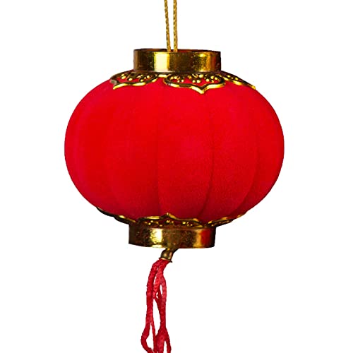 30 Stück 3/4 cm kleine beflockte rote Laternen DIY Mini Glückslaterne zum Aufhängen Neujahr von Kalttoy