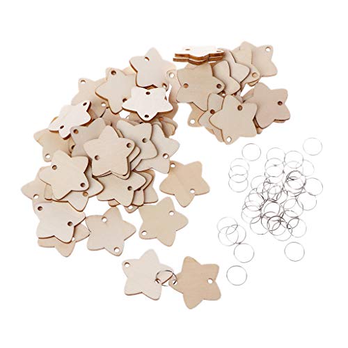 50 Stück Stern-Holzscheiben mit 50 Eisenschlaufen, Set für Geburtstagserinnerung, hängende Pl 50 Stück Stern-Holzscheiben mit 50 Eisenschlaufen, Set für Geburtstagserinnerung, hängende Pl von Kalttoy