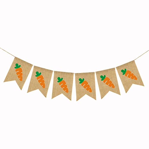 Buntes Osterhasen-Karottenmuster für Banner, 2 m Wimpelkette, Girlande, Zugflagge für Zuhause, Festival, Party, Wand, Fenster, Front von Kalttoy