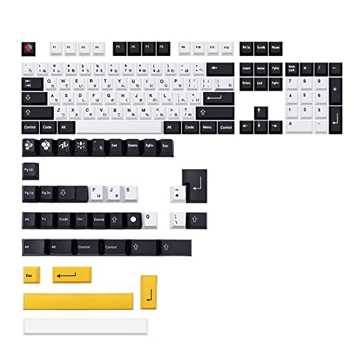 DYE-SUB 143 Tasten PBT Keycap Cherry Profile Japan Schwarz Weiß Tastenkappen für 61/64/104 Mechanische Tastatur Tastenkappen Keycap Set Cherry MX Switches 143 Tasten von Kalttoy